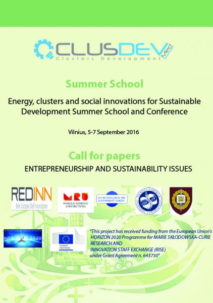 Energy, Clusters and Social Innovations for Sustainable Development Summer School and Conference